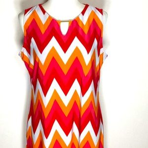 Bright Colored Sleeveless Chevron Dress w/Keyhole